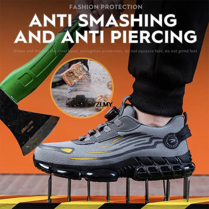 New Rotating Button Safety Shoes Anti-smash Anti-puncture Work Shoes