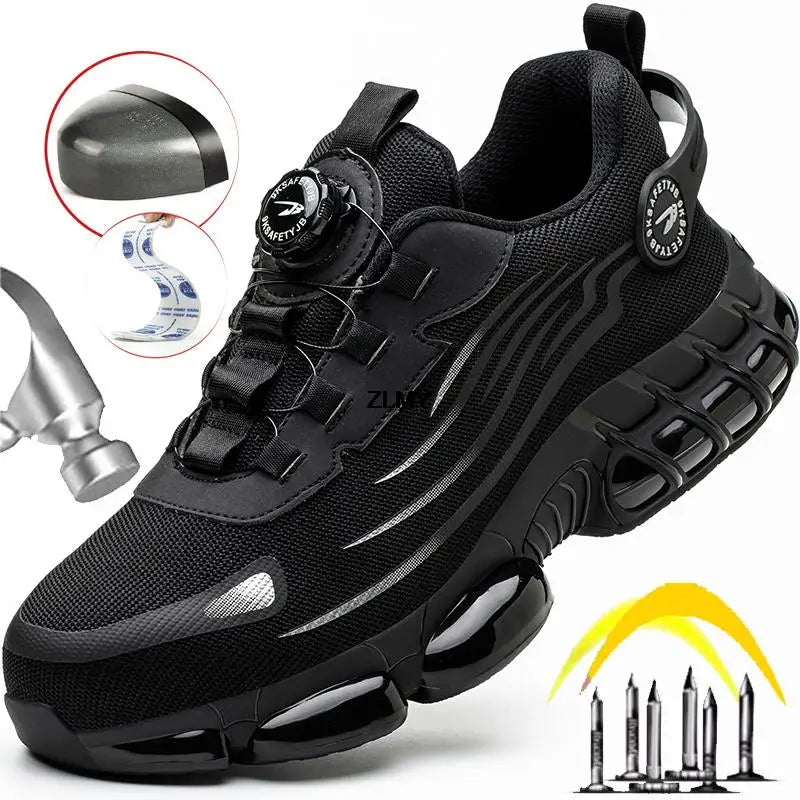 New Rotating Button Safety Shoes Anti-smash Anti-puncture Work Shoes